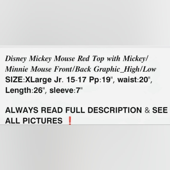 𝑫𝑰𝑺𝑵𝑬𝒀 𝑴𝒊𝒄𝒌𝒆𝒚/𝑴𝒊𝒏𝒏𝒊𝒆 𝑮𝒓𝒂𝒑𝒉𝒊𝒄 𝑹𝒆𝒅 𝑻𝒐𝒑 - Picture 2 of 10